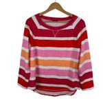 Talbots T by  Cozy Crush Pullover Large Zippy Stripe UPF 50 Preppy Colorful‎ Bold Photo 1
