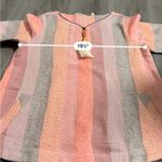 Soft Surroundings  Pink, Peach & Gray Striped Zip‎ Neck Tassel Sweater Size M Photo 7