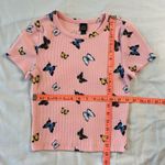 Wild Fable  Women's XS Baby Tee Pink Butterfly Pattern Short Sleeve Photo 2
