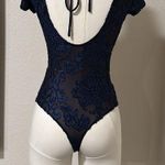 Haute Monde NWOT Floral Velvet And Mesh Bodysuit Photo 1