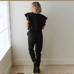 Albion Fit Nine To Nine Ruffle Sleeve Jumpsuit black size medium Photo 2