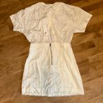 Pilcro Anthropologie Mini Twofer Dress Button Front Frayed Hem Cream Size 8 Photo 9