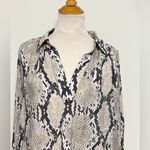H&M  Snakeskin tunic dress Balloon sleeve Beige Black Lightweight Oversize Size M Photo 2