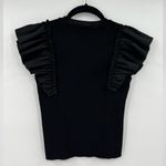 INDUSTRY Republic Clothing Ruffle Sleeve Top Crew Neck Solid Black Size Medium Photo 1