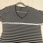 Alya from Francesca's Blue Navy Striped Casual T Shirt V Neck Maxi Dress S Small Photo 9