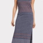 Sundry 1 Maxi Dress Small Blue Striped Racerback Side Slits Sleeveless Photo 0