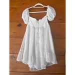Lulus NWT  Cutest Icon White Embroidered Off-the-Shoulder Mini Dress Babydoll L Photo 4