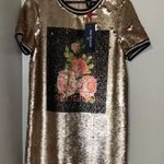 True Religion NWT  M black gold sequin dress wipe up and down sequin design Photo 0