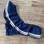 J.Crew NWT  Navy/White One Shoulder Swim Top sz L Photo 4