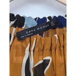 ZARA  Blogger Favorite Blue Mustard Sheer Printed Midi Dress With Belt Size Small Photo 8