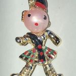 Vintage Gold Tone and Black Scottish Dancer Brooch Photo 0