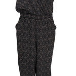 Max Studio Jumpsuit Womens XS Black Geometric Floral Print Polyester Pockets Photo 0