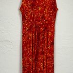 Scarlett Vintage  Orange Floral Button Front Midi Dress Women’s 14 1990s Summer Photo 9
