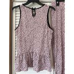 Kate Spade Pink Black Dalmatian Dot Pajama Set Top Pants Sleepwear Loungewear M Photo 2
