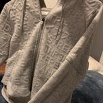 Adidas Hoodie Zip-Up Cropped Athletic Grey Sweatshirt Raised Pattern Sz M Active Photo 2