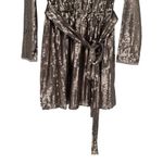 Mac Duggal Sash Belt Long Sleeves Mini Dress 10789 size 2 Taupe Sequins Cocktail Photo 6