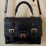 Antonio Melani  Black Leather Messenger Handbag crossbody purse Photo 0