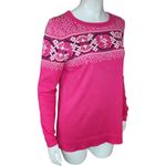 Crown & Ivy  Pink Flamingo Intarsia Sweater Long Sleeve Round Neckline Small NWT Photo 3
