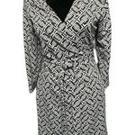 Julie Brown NYC Geometric Wrap Dress Surplice Tie Knee Length S Black/White Photo 0