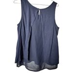 Gap Women's Navy Flowy Open Back Mesh Crew Neck Sleeveless Blouse Sz L Photo 5