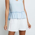 Rails NEW  Mira‎ Tank Top V-neck Sleeveless Ruffled high/low hem Blue Wome… Photo 0