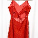 Lovers + Friends x Revolve Songbird Lace V-Neck Tie Back Romper: Red Photo 3