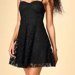 Lulus So Into You Crochet Lace Bustier Skater Dress in Black Size Small Photo 0