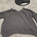 Rue 21 Gray V-Neck Sweater with Classic Ribbed Design Photo 5