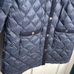 J.Jill Quilted Down-Filled Navy Blue Coat with Corduroy Trim W1109 Sz S Photo 5