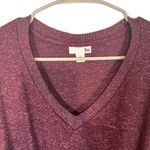 SO  Maroon Long Sleeve Tie Knot Front V-Neck Pullover Knit Sweater Women Sz S Photo 2