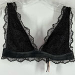 Victoria's Secret Victoria’s Secret black lace velvet trimmed unlined bralette size large NWT Photo 0