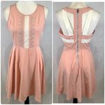 YA Los Angeles Pink blush and white studded cutout back cotton blend dress size medium Photo 1