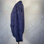 Anthropologie  Elevenses Miranda Lace Bomber Jacket Zip Navy Blue‎ Size Small Photo 6