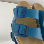 Birkenstock Two Tone Blue Leather Arizona Dual Strap Summer Slip On Sandals Photo 7