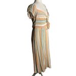 June and Hudson  Off the Shoulder Dress XL Multicolored Stripes Lined Tie Bust Zip Photo 4