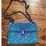 Kurt Geiger NWOT  Mini Brixton Velvet Shoulder bag quilted lock beaded crossbody. Photo 8