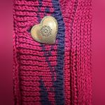 Vintage Sweetbriar burgundy navy floral heart button cardigan sweater Blue Size L Photo 4