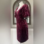 Guess  Textured Bodycon Crushed Velvet Mini Dress in Wine Size 10 New Photo 7