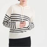 Naadam Striped Cashmere Oversized Hoodie White Size XS Photo 1