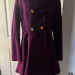 Liz Baker Liz Claiborne Burgundy Pea Coat with Gold Buttons Photo 3