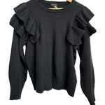 1. State  women's black crew neck long‎ sleeve ruffle sweater size Small Photo 0