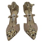 Jimmy Choo $1,750 Sanoi 100mm Tan Suede Embellished Shoes Size 38 (8) Photo 4