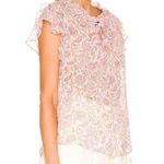 MISA Los Angeles Basia Top Paisley Floral Chiffon Sheer Short Sleeve Pink Photo 4