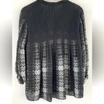 Parker | 100% Silk Black & Grey Long Sleeve Boho Blouse Size XS Photo 2