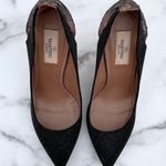 Valentino Garavani Valentino lace and caviar crystal pumps heels size IT 38.5 US 8.5 Photo 7