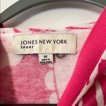 Jones New York  White and Pink Button Down Hoodie with Pockets Photo 1