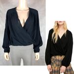 Free People  Black Faux-Wrap Top NEW XS Photo 1