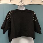 Hot & Delicious  cropped sweatshirt with heavy studs & 90s glitter graphic size L Photo 3