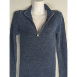ZARA NWT Blue Acid Wash Knit Mini Dress Womens S Quarter Zip Fitted Long Sleeve Photo 2