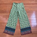 ZARA  wide leg flowy printed viscose palazzo pants green Sz M Photo 5